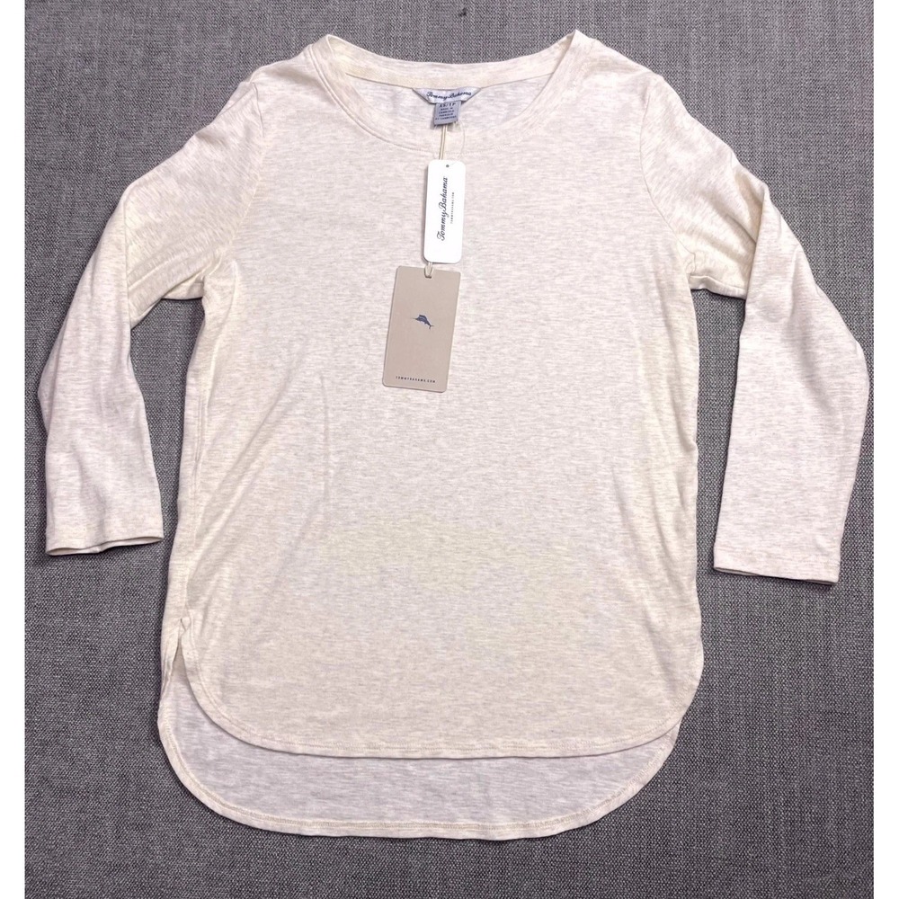 Tommy Bahama Ashby Isles Rib 3/4 Sleeve T Shirt Womens XS Fresco Heather Tee